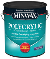 Minwax Polycrylic 13333000 Protective Finish Paint, Liquid, Crystal Clear, 1 gal, Can